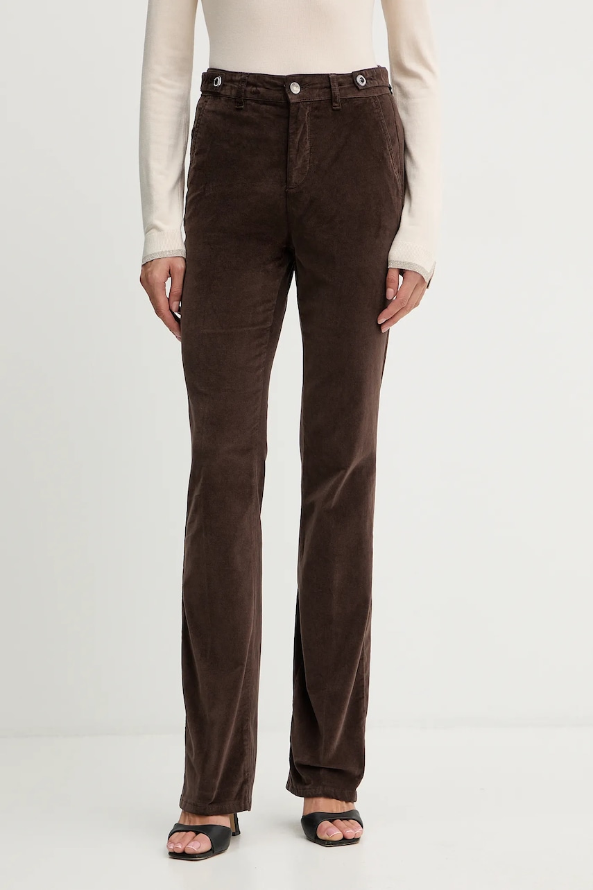 Kalhoty Liu Jo dámské, hnědá barva, high waist, MF5308 T4590