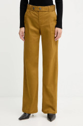 Kalhoty Liu Jo dámské, zelená barva, široké, high waist, MF5259 T7144