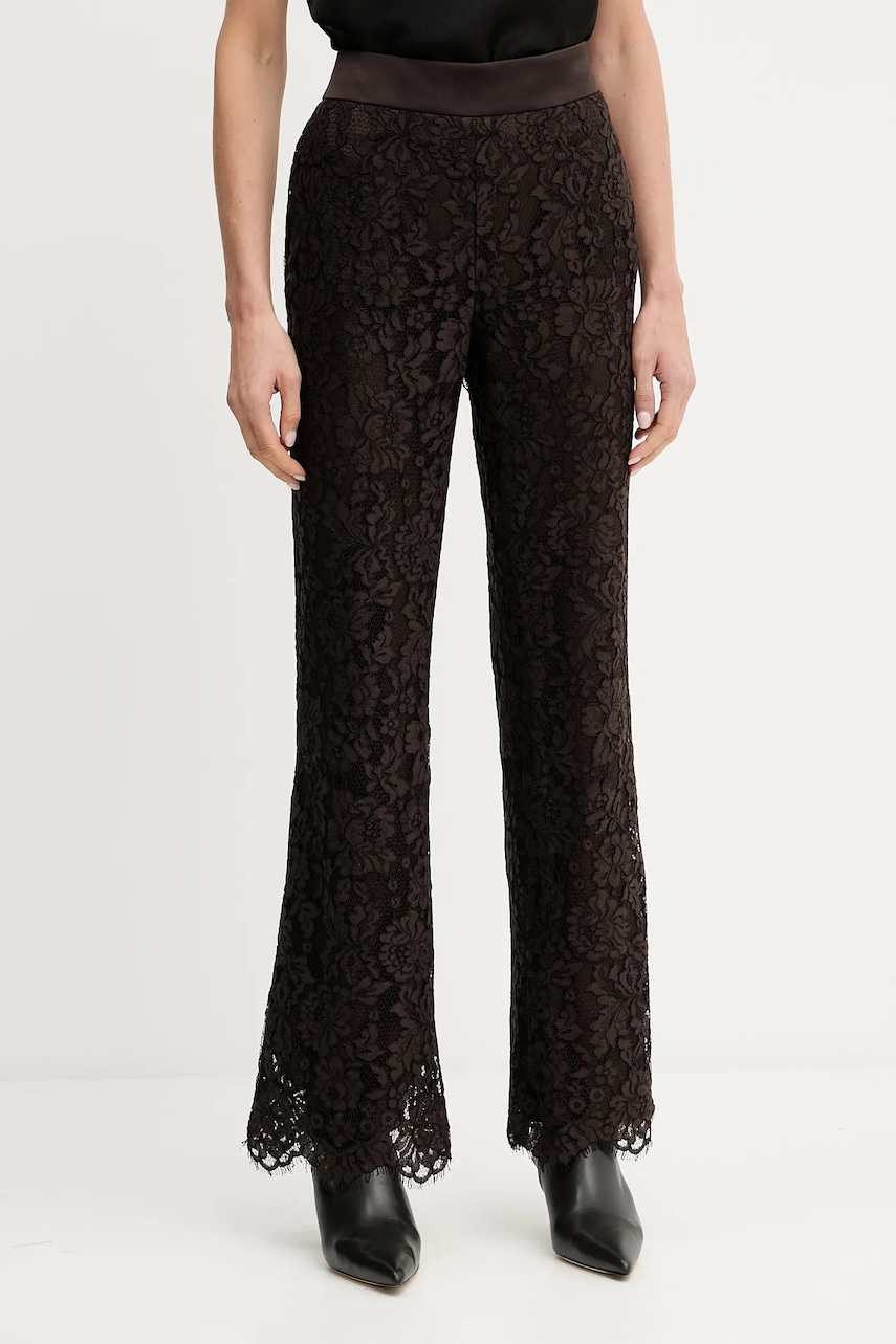 Kalhoty Luisa Spagnoli dámské, hnědá barva, high waist, 542346