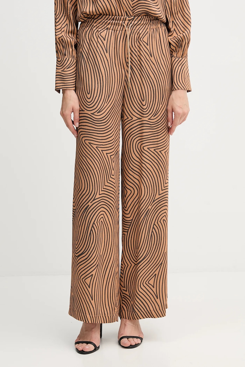 Kalhoty Marc Aurel dámské, hnědá barva, široké, high waist, 1853-1002-24812