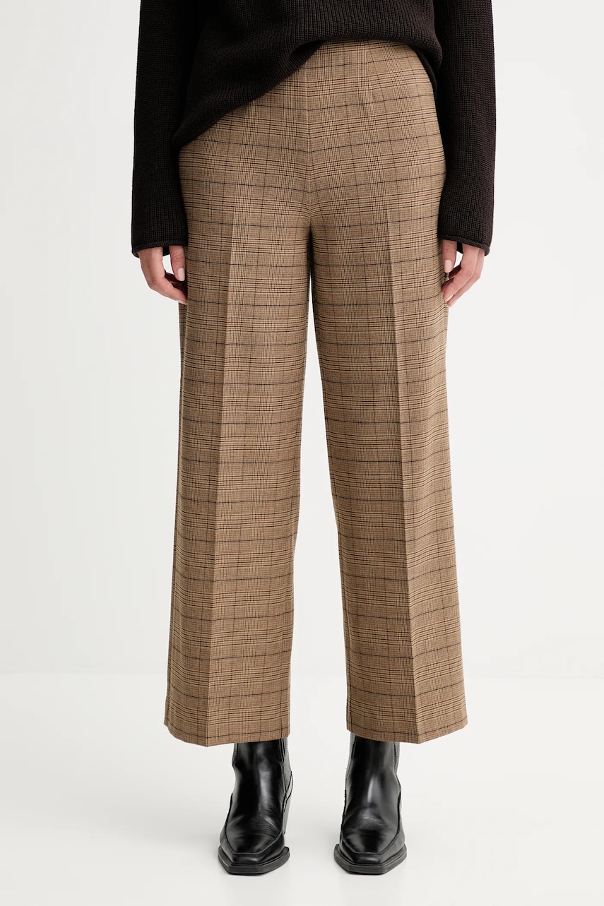 Kalhoty Marc O'Polo dámské, hnědá barva, široké, high waist, 508026210423