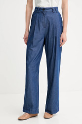 Kalhoty Marc O'Polo dámské, modrá barva, široké, high waist, 506089110123