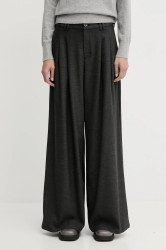 Kalhoty Marc O'Polo dámské, šedá barva, široké, high waist, 5000007653