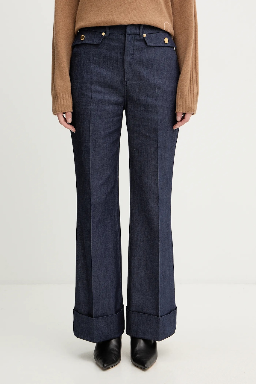 Kalhoty Marciano by Guess dámské, tmavomodrá barva, zvony, high waist, 5YPA05 7457A