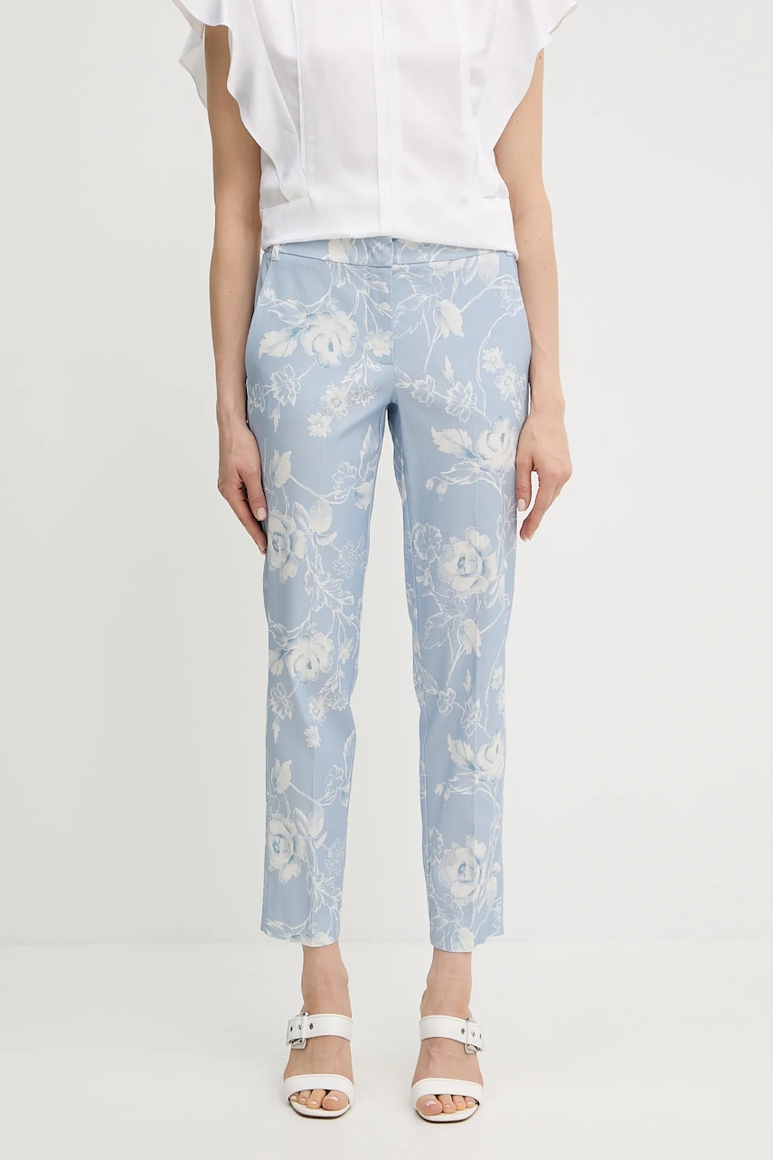 Kalhoty Marella INCOM dámské, modrá barva, medium waist, 2513131182200