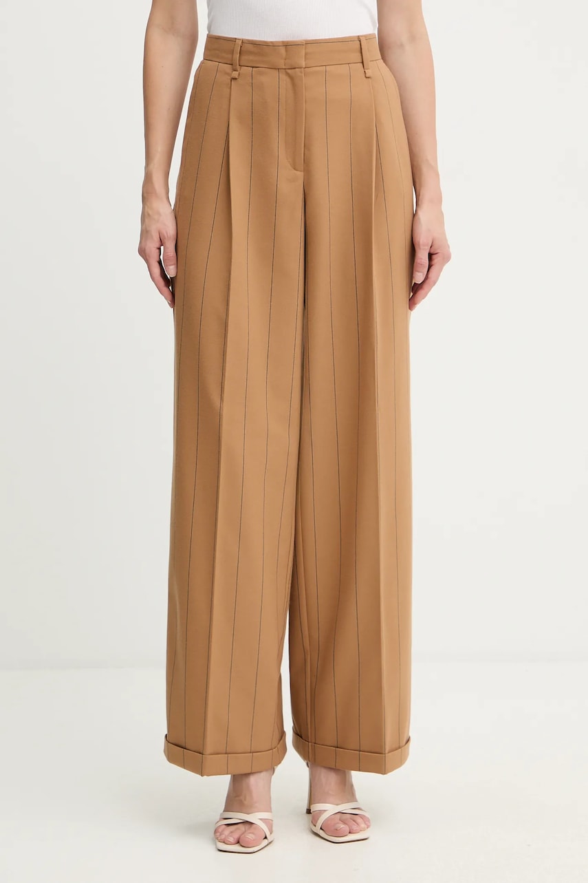 Kalhoty MAX&Co. dámské, hnědá barva, high waist, 2526136053200