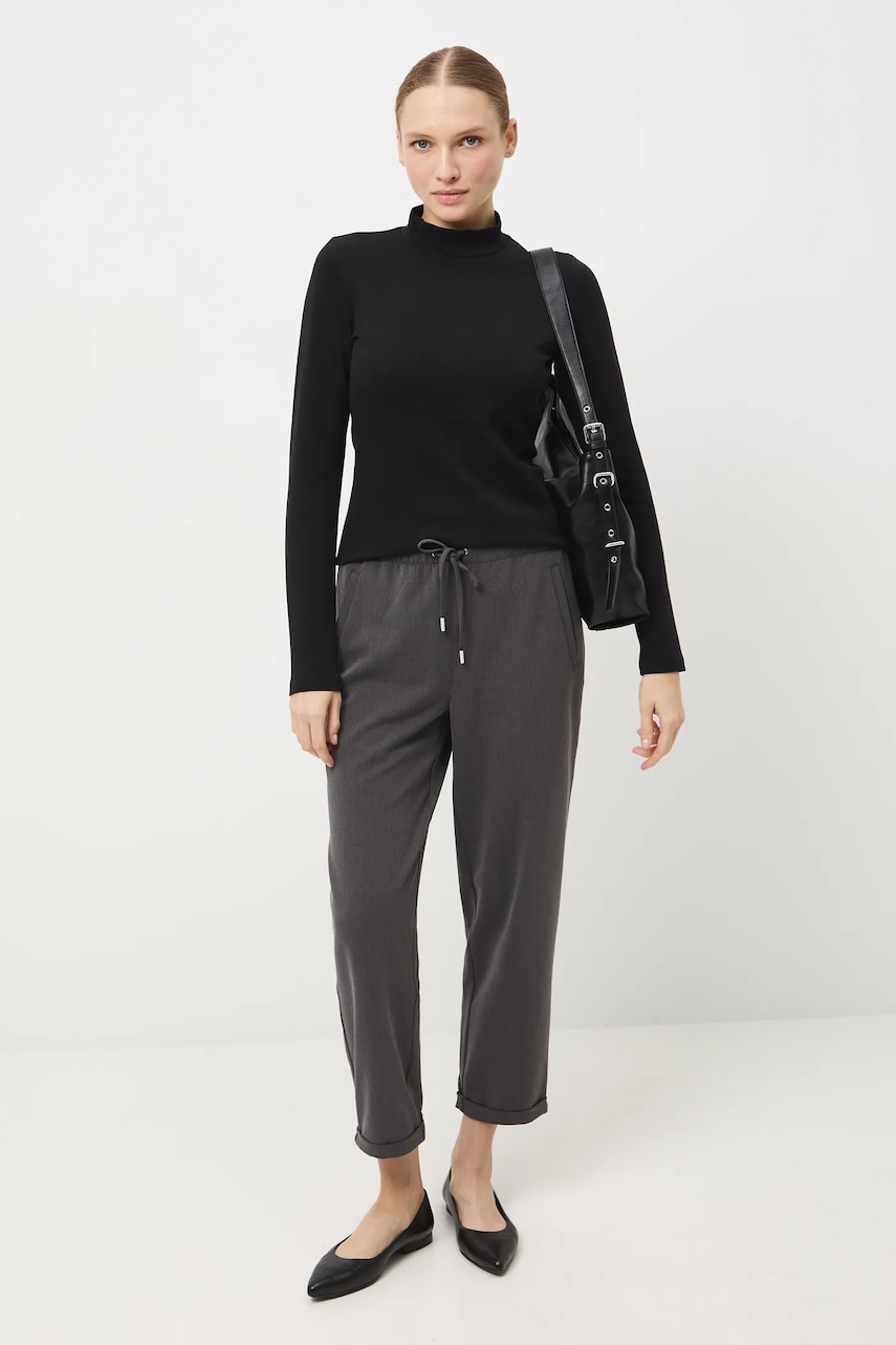 Kalhoty Medicine dámské, šedá barva, střih chinos, medium waist