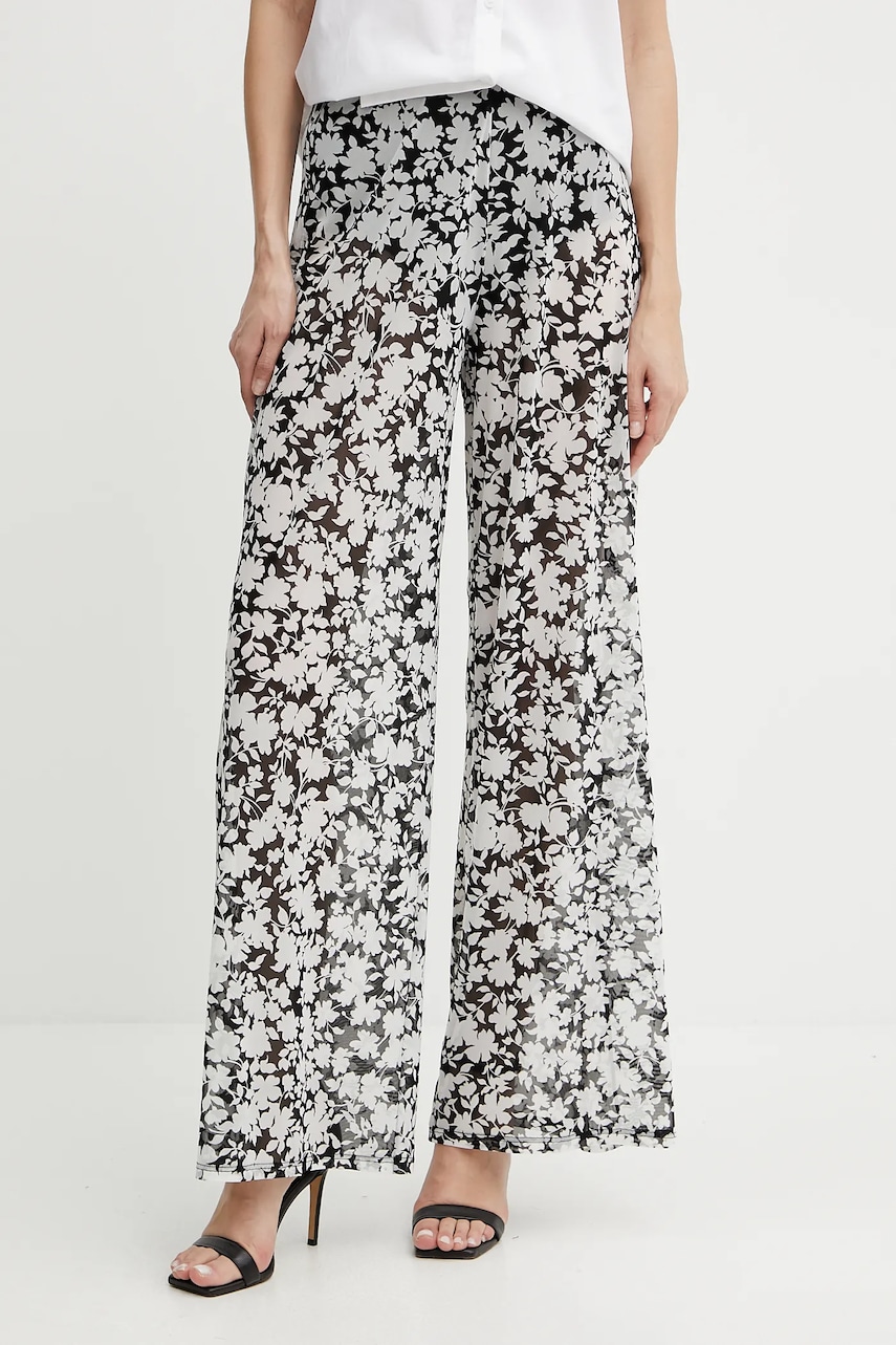 Kalhoty MICHAEL Michael Kors dámské, černá barva, high waist, MM55128