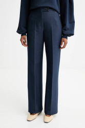 Kalhoty MM ULIVO dámské, tmavomodrá barva, high waist, 2526786027600