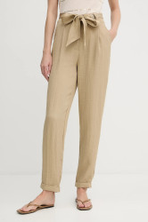 Kalhoty Morgan dámské, béžová barva, high waist, PAVIK