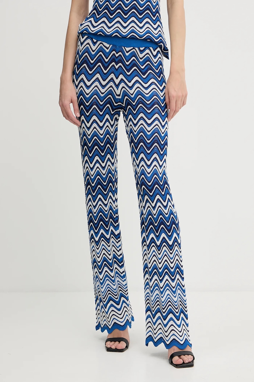 Kalhoty Morgan dámské, modrá barva, high waist, PALMY