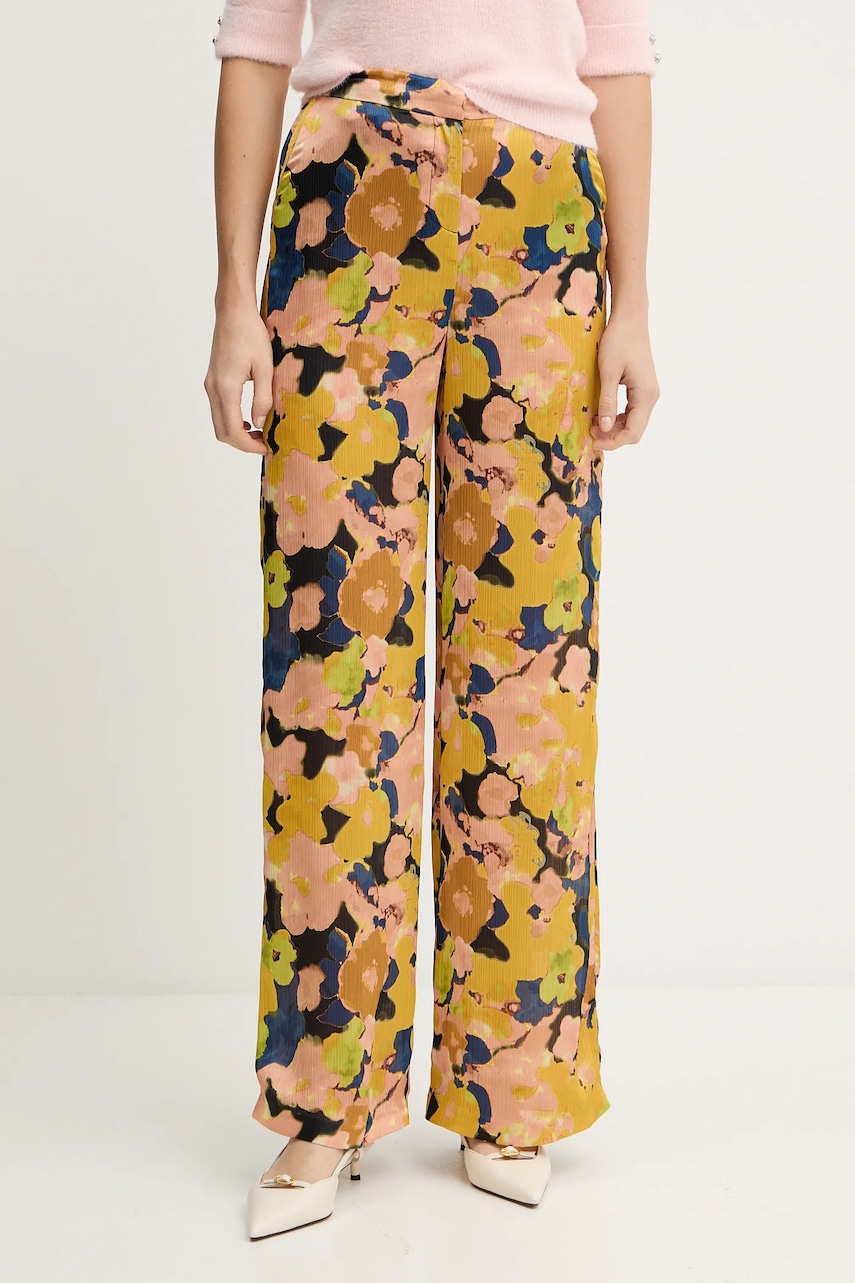 Kalhoty Morgan dámské, žlutá barva, high waist, PERY.F