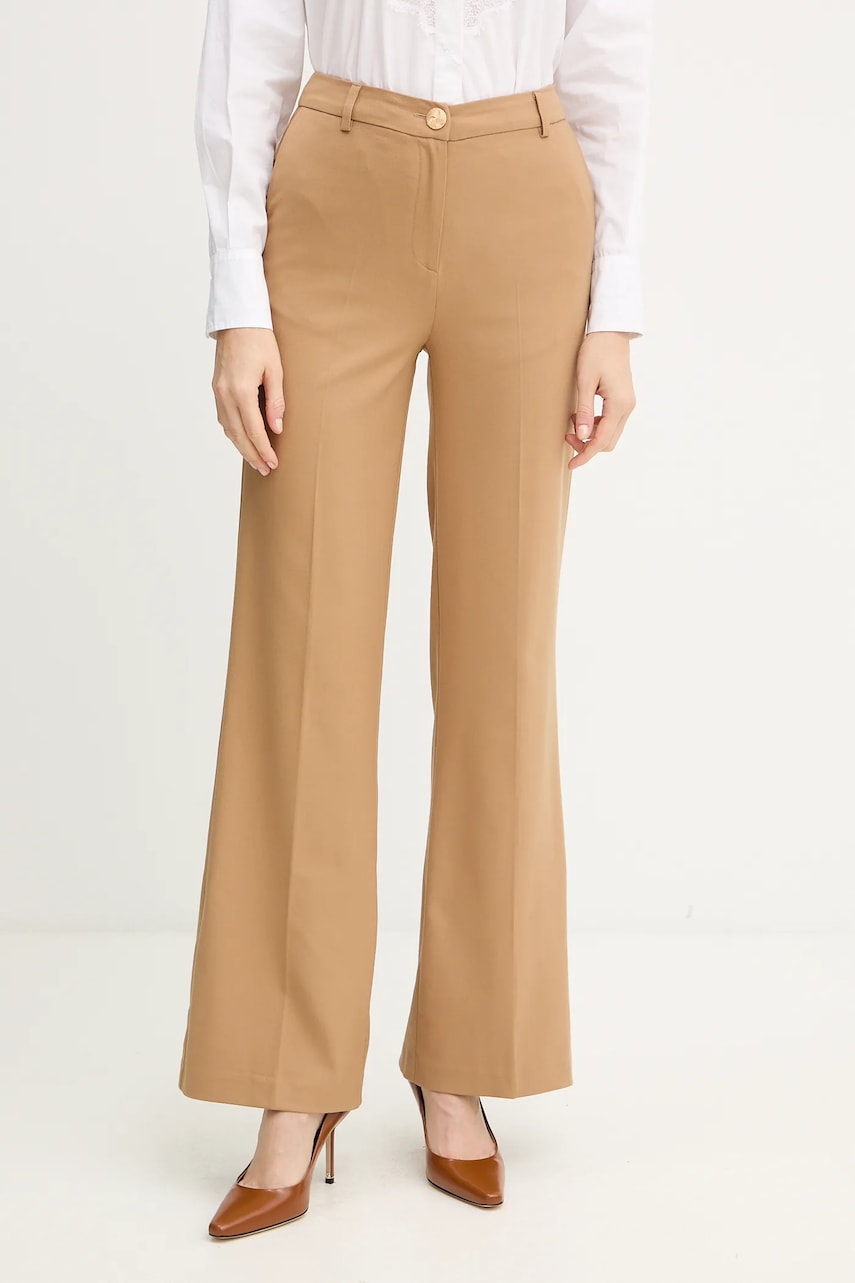 Kalhoty Morgan PETAL.F dámské, béžová barva, high waist, PETAL.F