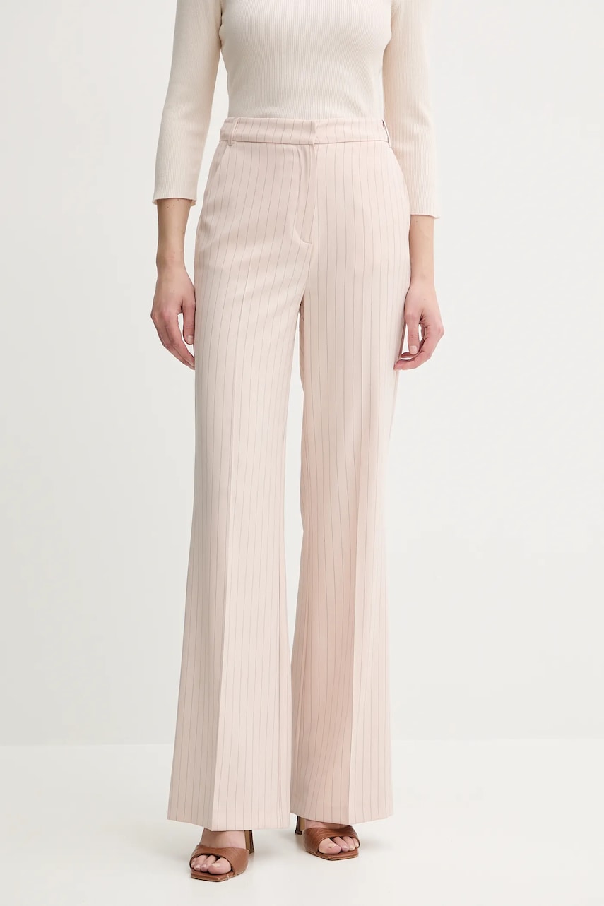 Kalhoty Morgan PVIVI.F dámské, béžová barva, zvony, high waist, PVIVI.F