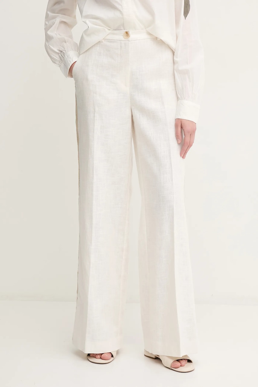 Kalhoty Mos Mosh dámské, béžová barva, high waist, 169540