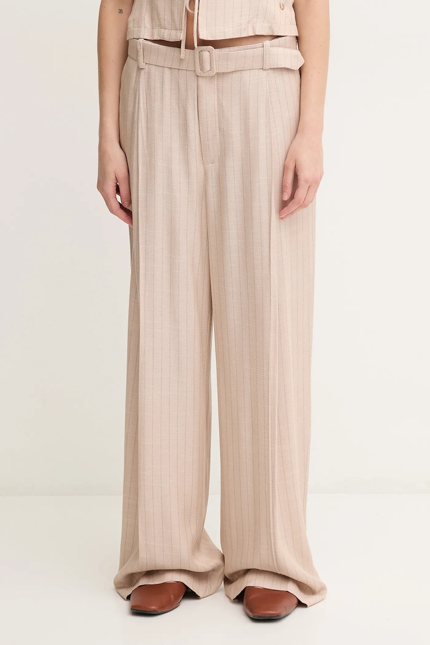 Kalhoty Mos Mosh dámské, béžová barva, high waist, 169600