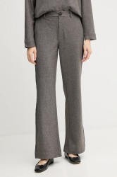 Kalhoty Mos Mosh RHYS dámské, hnědá barva, široké, high waist, 174100