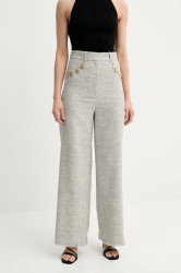 Kalhoty Nanushka ALANDRA dámské, šedá barva, high waist, NW25SSPA30399