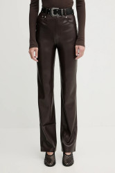 Kalhoty Nanushka dámské, hnědá barva, přiléhavé, high waist, NW25FWPA29878