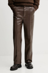 Kalhoty Nanushka NM25PFPA04678 pánské, hnědá barva, STELLAN