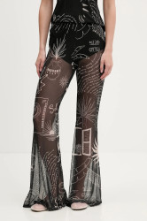 Kalhoty Never Fully Dressed dámské, černá barva, zvony, high waist, NFDTR482