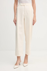 Kalhoty OUI dámské, béžová barva, střih cigarette, high waist, 85747