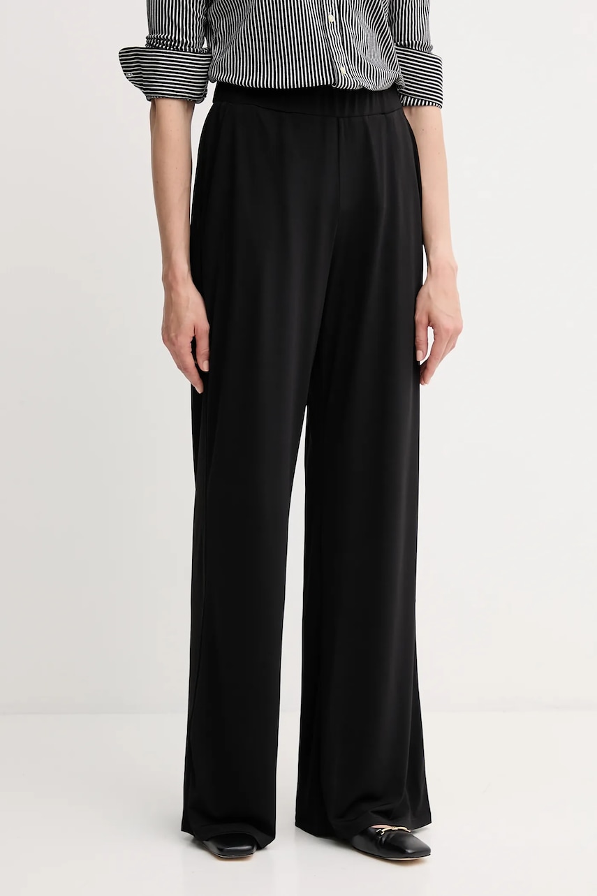 Kalhoty OUI dámské, černá barva, široké, high waist, 93781