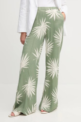 Kalhoty OUI dámské, zelená barva, high waist, 92813