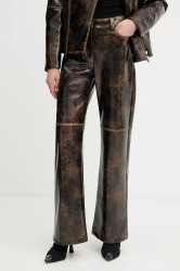 Kalhoty Patrizia Pepe dámské, hnědá barva, široké, high waist, 8P0758 E064