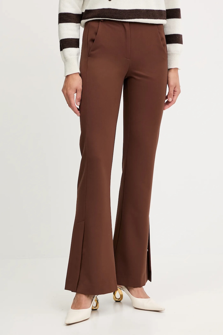 Kalhoty Patrizia Pepe dámské, hnědá barva, široké, medium waist, 8P0754 A623