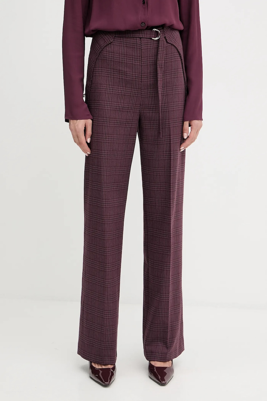 Kalhoty Patrizia Pepe dámské, vínová barva, high waist, 8P0741 A621
