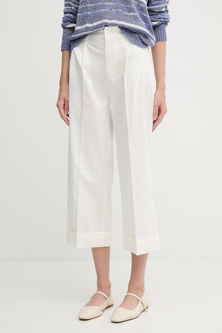 Kalhoty Pedro del Hierro dámské, béžová barva, high waist, 7609767