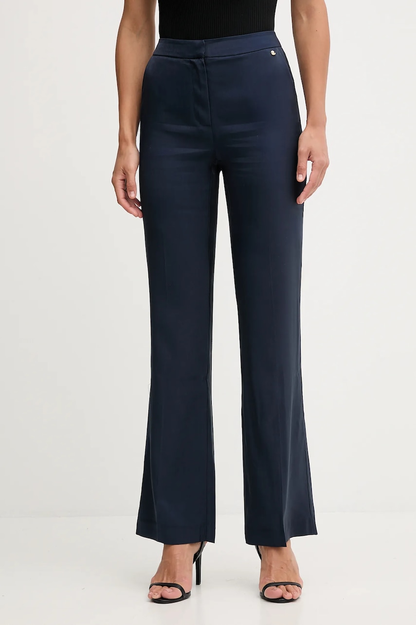 Kalhoty Pedro del Hierro dámské, tmavomodrá barva, široké, high waist, 7602509