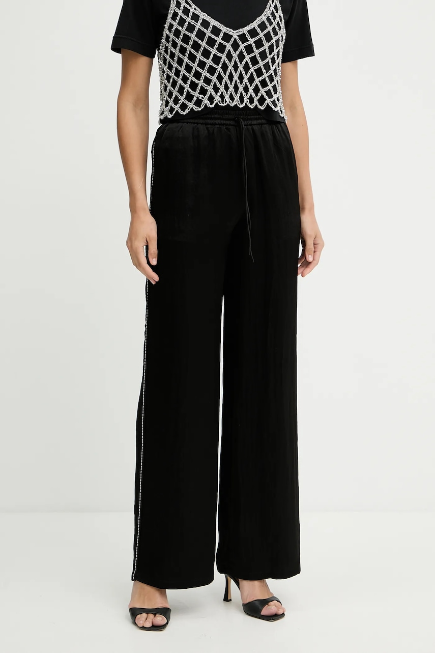 Kalhoty Pinko dámské, černá barva, široké, high waist, 104595 A2BU