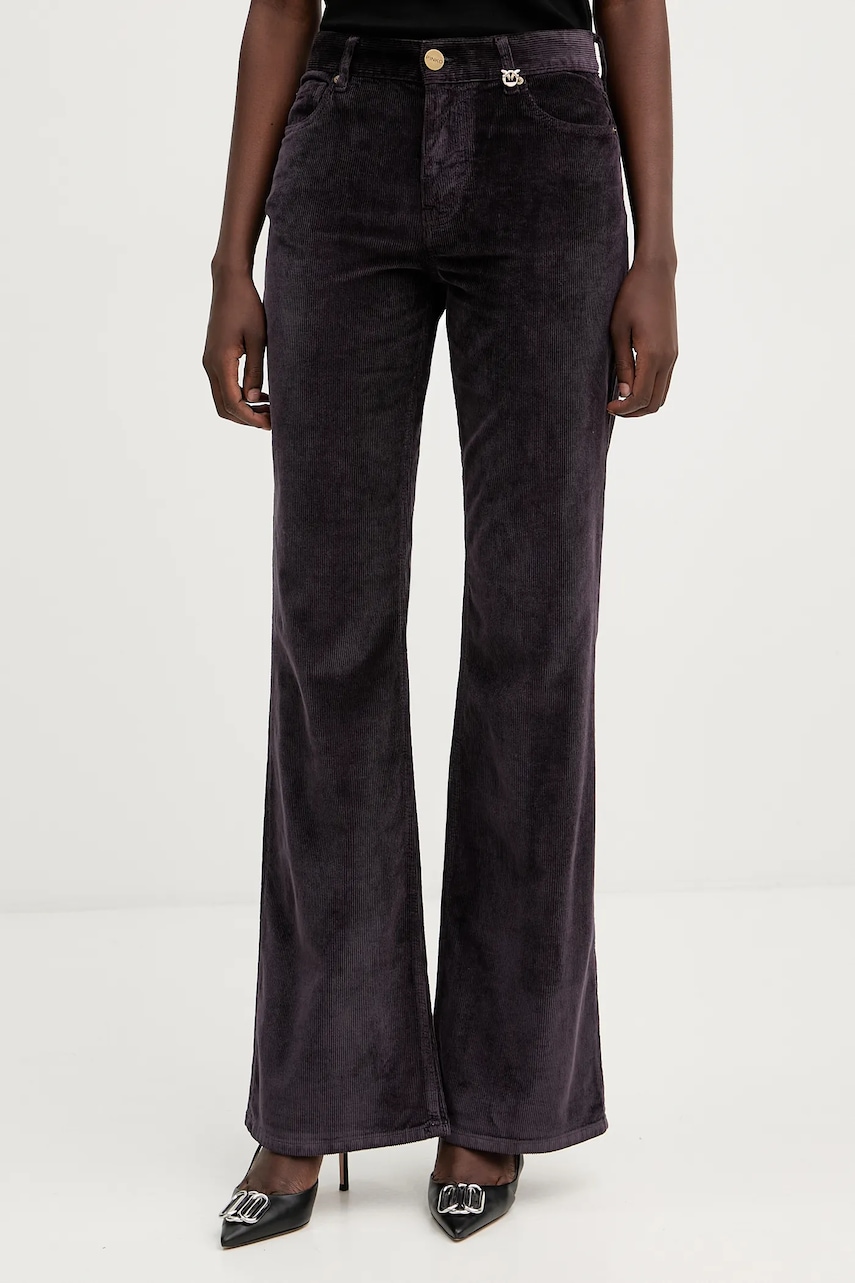 Kalhoty Pinko dámské, fialová barva, zvony, high waist, 105662 A2WS