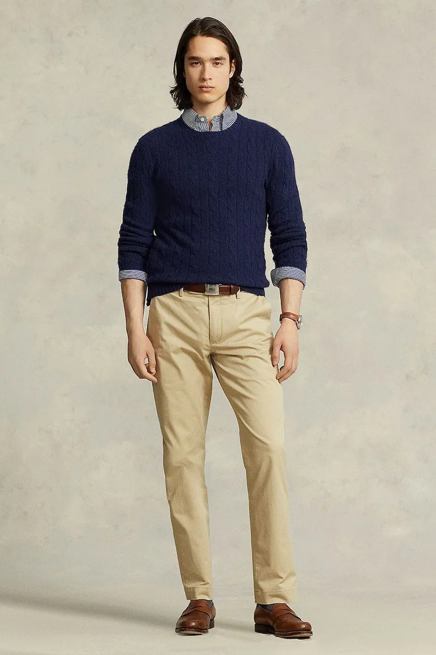 Kalhoty Polo Ralph Lauren pánské, béžová barva, 710675544