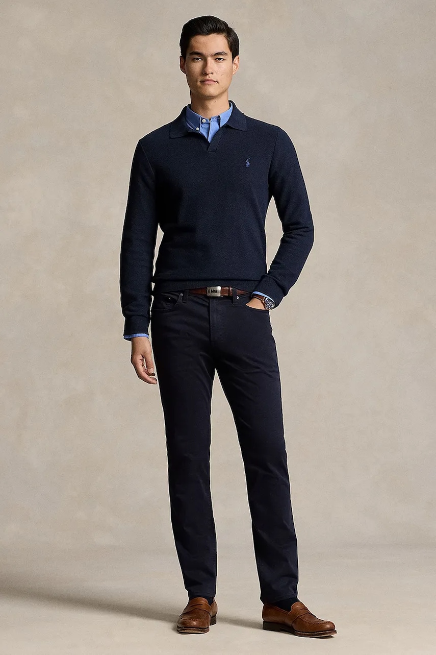 Kalhoty Polo Ralph Lauren pánské, tmavomodrá barva, 710951323