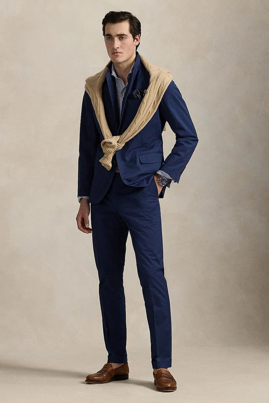 Kalhoty Polo Ralph Lauren pánské, tmavomodrá barva, přiléhavé, 715958495