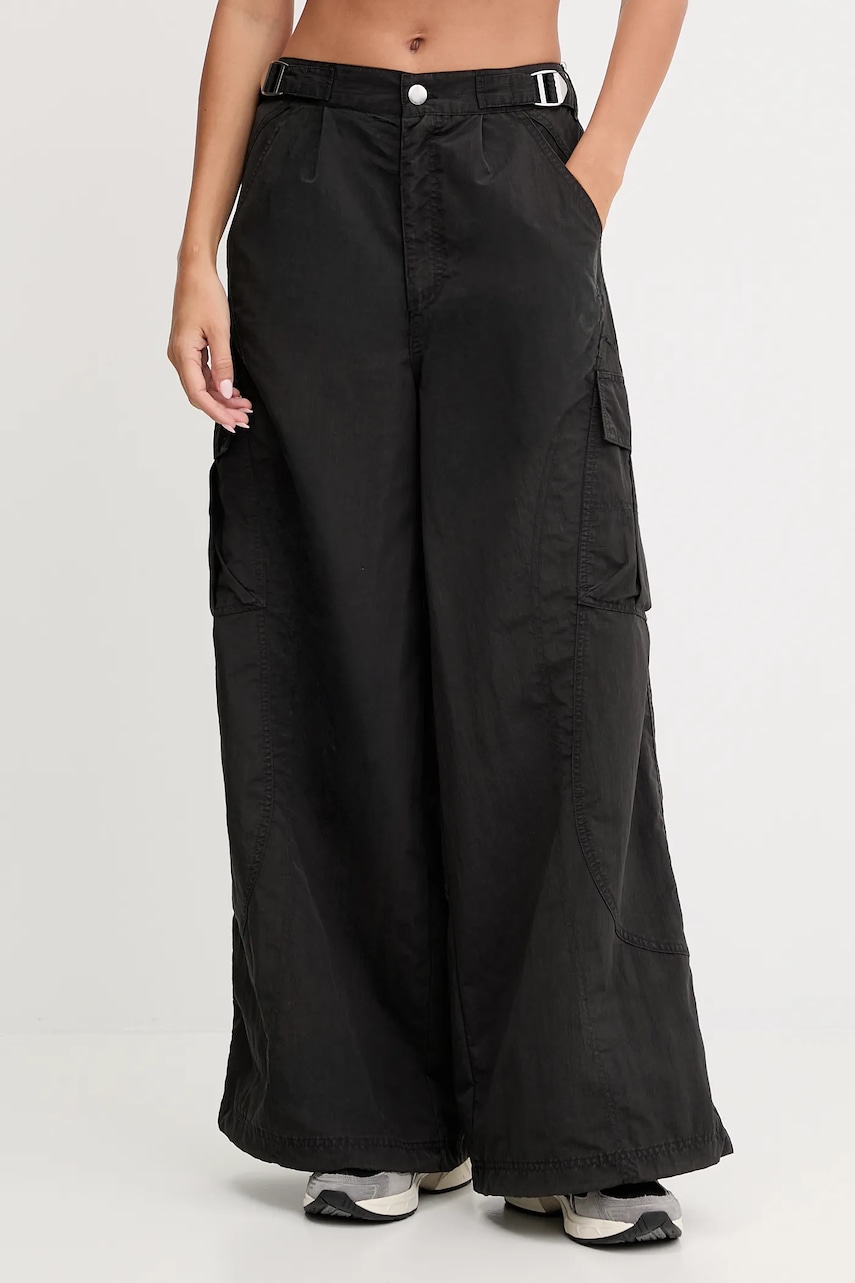 Kalhoty Puma dámské, černá barva, široké, high waist, 632507