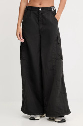 Kalhoty Puma dámské, černá barva, široké, high waist, 632507