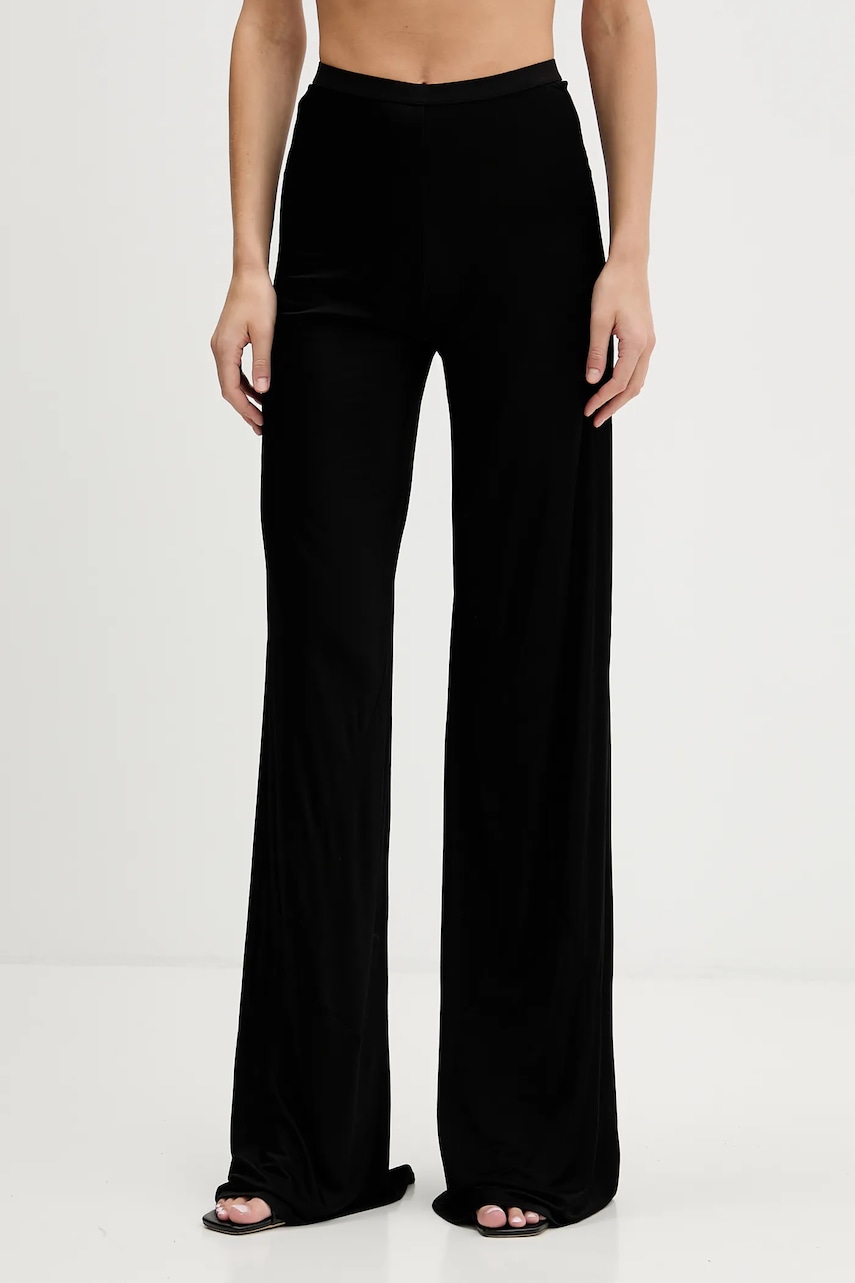 Kalhoty Rick Owens Lilies Bias dámské, černá barva, široké, high waist, LI02E3334.JVS