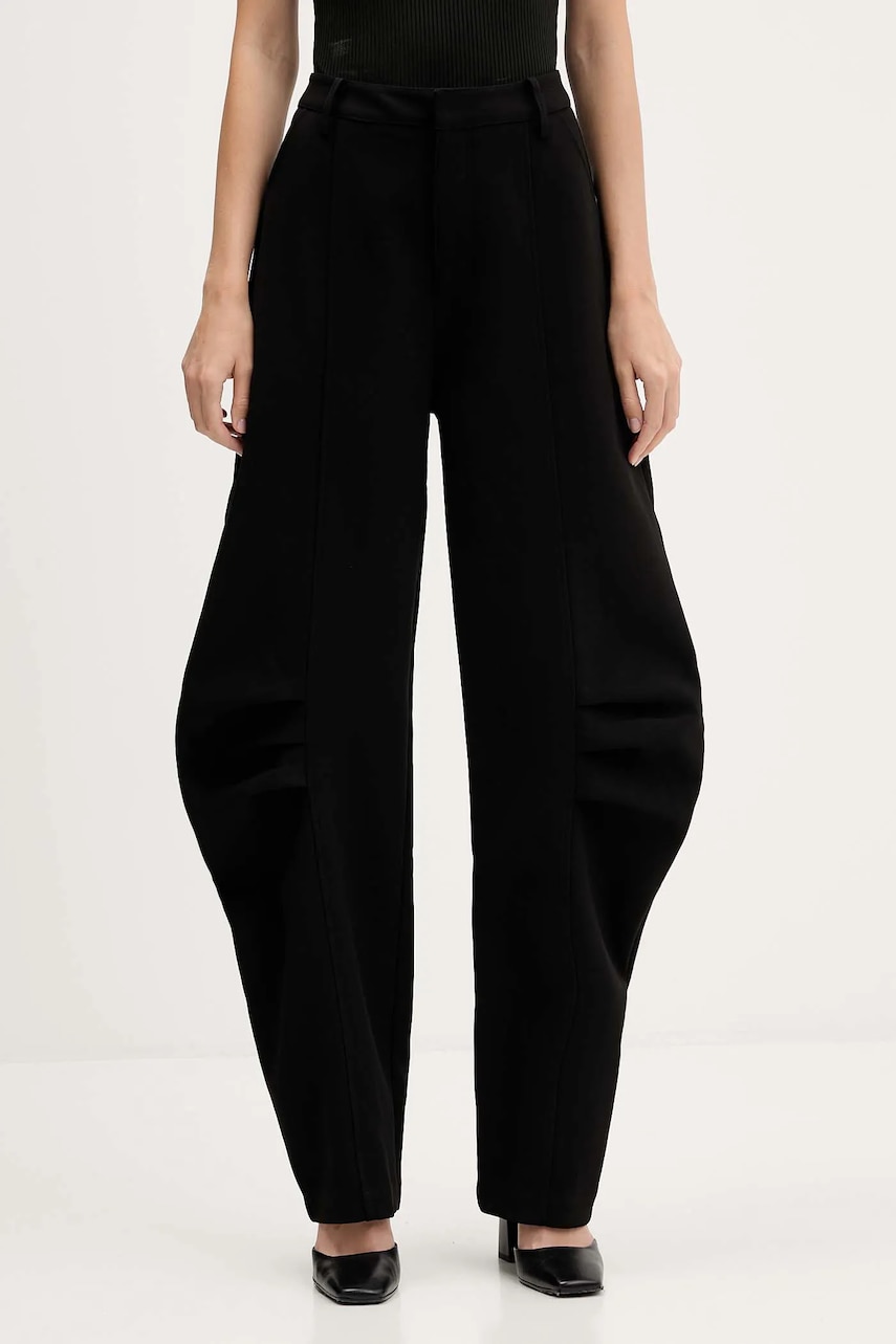 Kalhoty Rotate dámské, černá barva, široké, high waist, 114826100