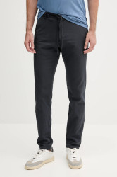 Kalhoty s příměsí lnu Joop! pánské, tmavomodrá barva, přiléhavé, 30041951