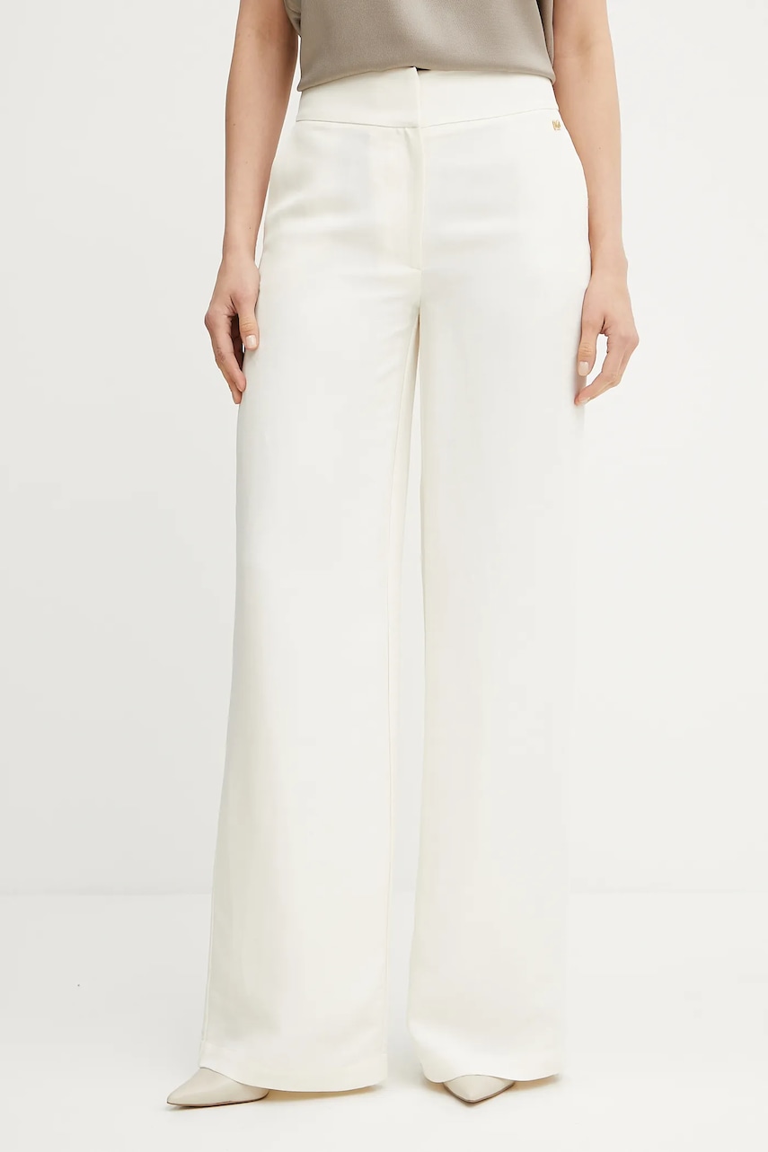 Kalhoty s příměsí lnu Marciano by Guess GRETA dámské, béžová barva, high waist, 5GGB21 7316A