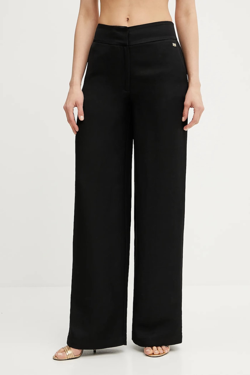 Kalhoty s příměsí lnu Marciano by Guess GRETA dámské, černá barva, high waist, 5GGB21 7316A