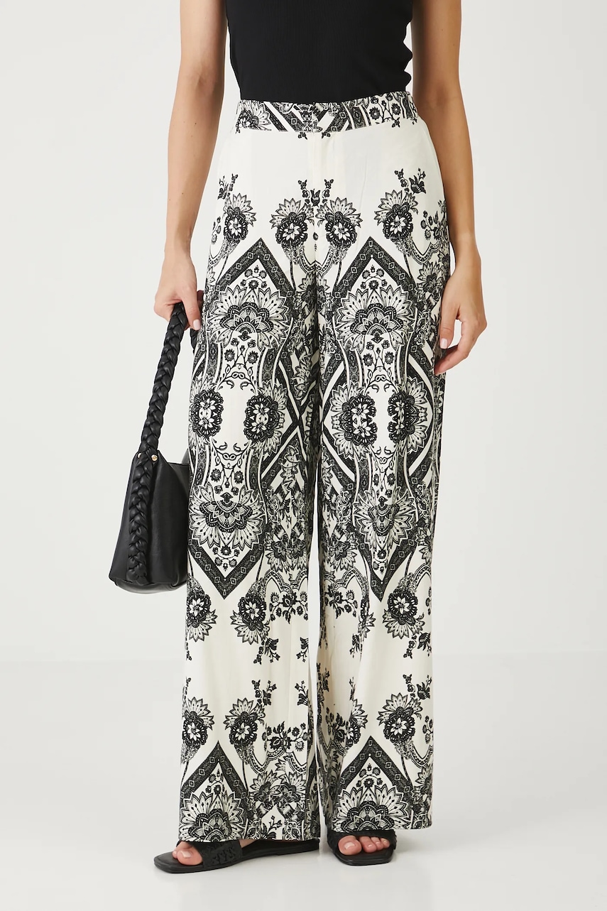 Kalhoty s příměsí lnu Medicine dámské, široké, medium waist