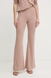 Kalhoty s příměsí lnu Silvian Heach ARIS dámské, růžová barva, zvony, high waist, GPA25201PA