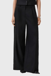 Kalhoty s příměsí vlny AllSaints černá barva, high waist, W052QD