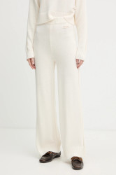 Kalhoty s příměsí vlny Armani Exchange béžová barva, high waist, XW000769 AF13774