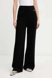 Kalhoty s příměsí vlny Armani Exchange černá barva, high waist, XW000769 AF13774